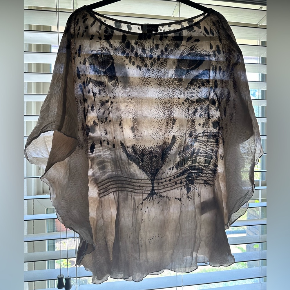 Bebe Flowy Silk Animal Print Top